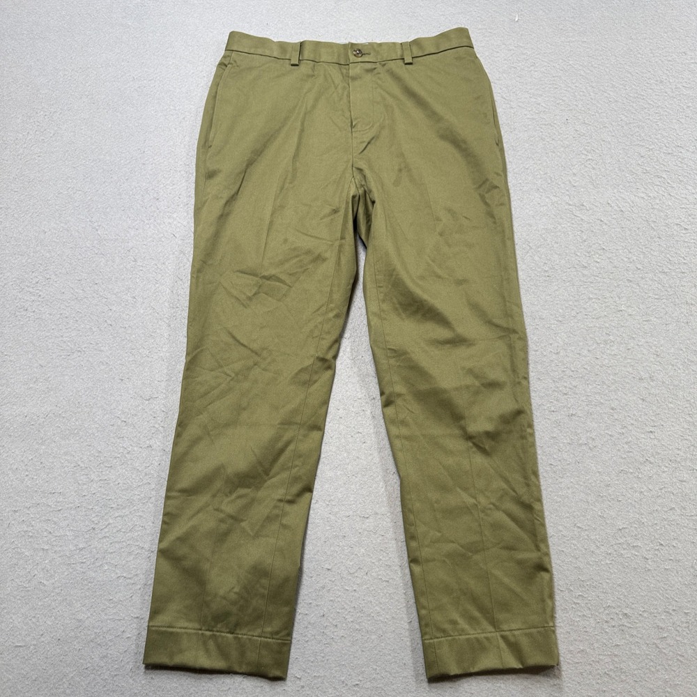 Brooks Brothers Chino Men's 32x30 Olive Green Extra Slim Fit Straight Leg Preppy